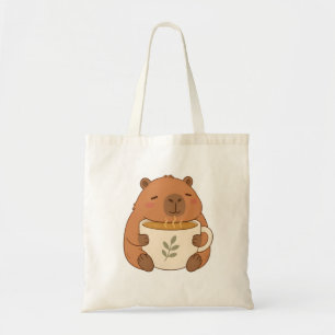 Sac fourre-tout avec capybara mignon étreignant un