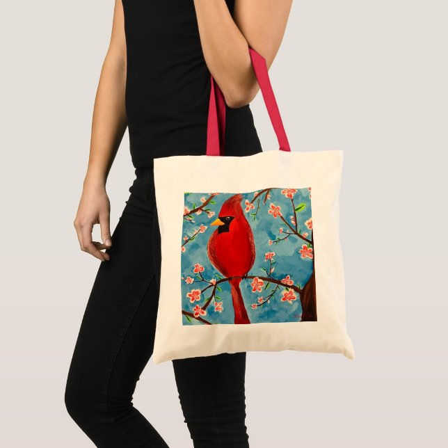 Sac fourre-tout avec Charlie Cardinal au printemps (Devant (produit))