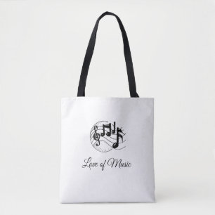 Sac fourre-tout avec des notes d'amour de la musiq