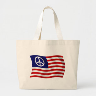 Sac fourre-tout avec drapeau du signe de paix amér