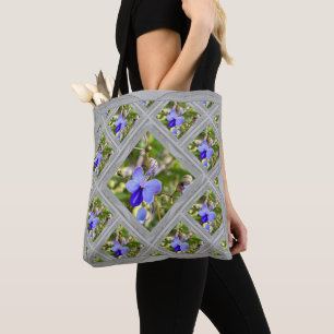 Sac fourre-tout avec fleurs de papillon bleu