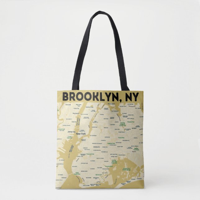 Sac fourre-tout avec la carte de Brooklyn, NY (Devant)