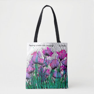 Sac fourre-tout avec les fleurs roses lunatiques