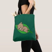 Sac fourre-tout avec ours sur une feuille