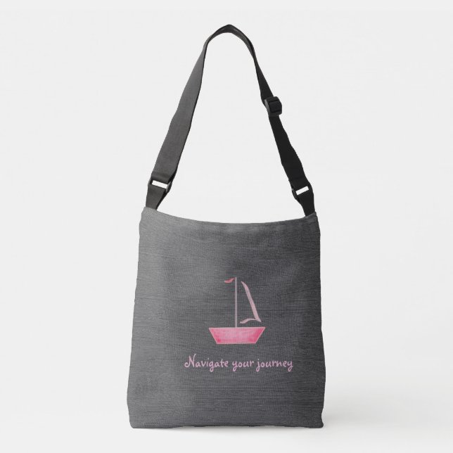 sac fourre-tout avec voilier rose (Devant)