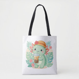 Sac fourre-tout "Axolotl mignon buvant du thé au l