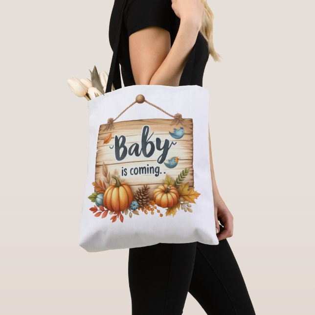 Sac fourre-tout Baby shower d'automne (De près)