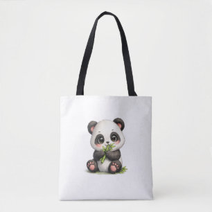 Sac fourre-tout bébé panda mignon mangeant du bamb