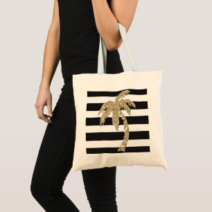 Sac fourre-tout blanc à rayure de noir de palmier