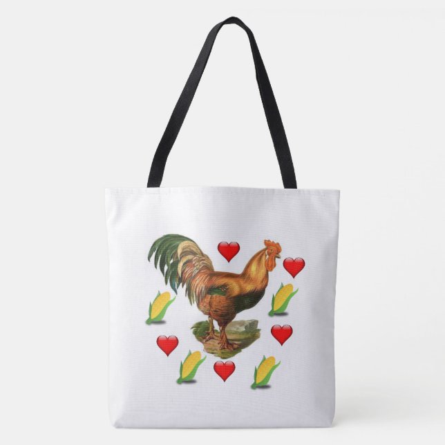 Sac fourre-tout blanc coq Corn (Devant)