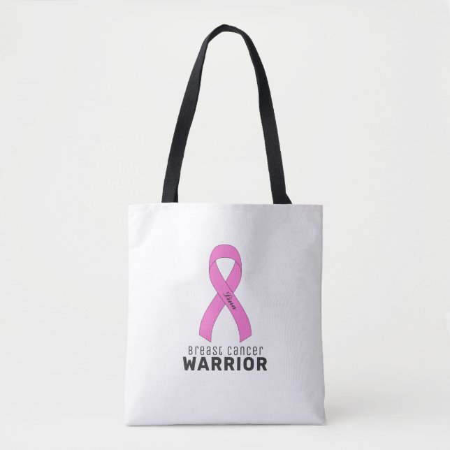 Sac fourre-tout blanc du ruban du cancer du sein (Devant)