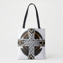 Sac fourre-tout blanc et Brown de croix celtique