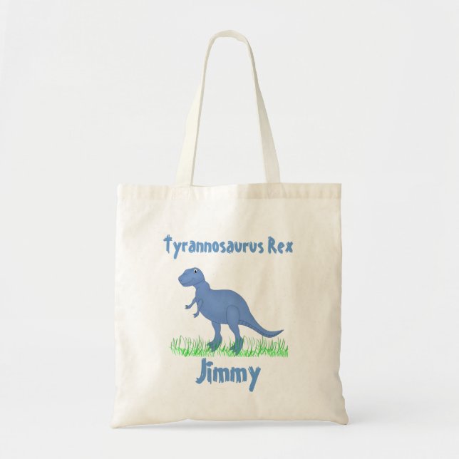 Sac fourre-tout bleu à dinosaure de bande dessinée (Devant)