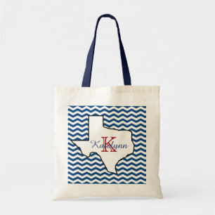 Sac fourre-tout bleu à monogramme de Chevron le