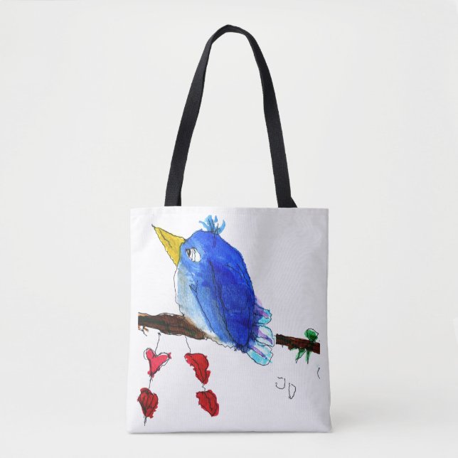 Sac fourre-tout bleu à oiseau (Devant)