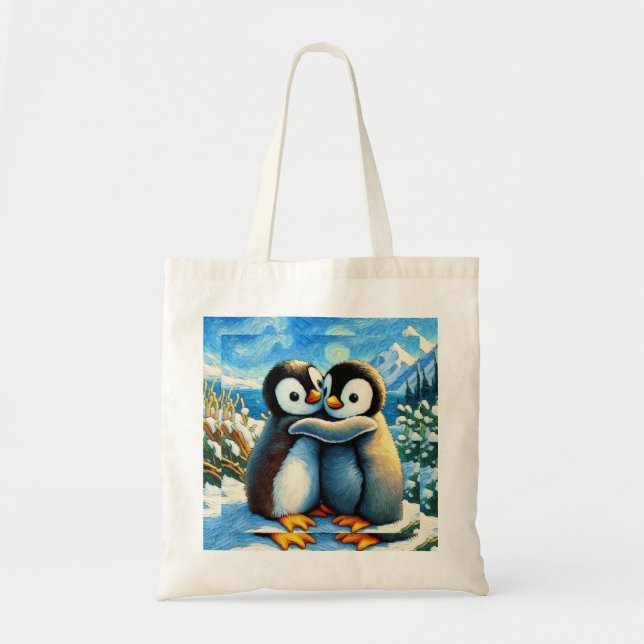 Sac fourre-tout bleu des jumeaux de pingouins (Devant)