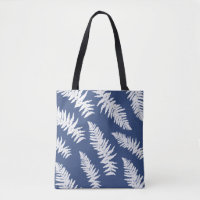 Sac fourre-tout bleu d'impression Indigo Fern