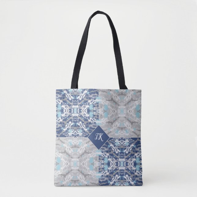 Sac fourre-tout bleu et gris (Devant)
