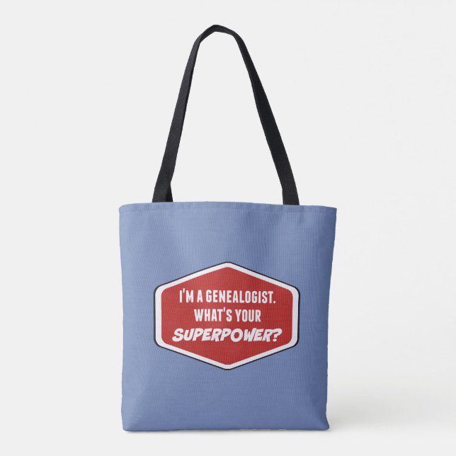 Sac fourre-tout bleu personnalisé de superpuissanc (Dos)
