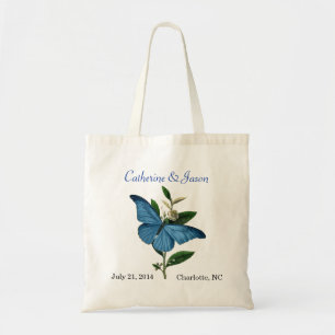 Sac fourre-tout bleu vintage à mariage de papillon