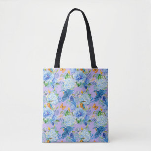 Sac fourre-tout Blue Hydrangeas et Hummingbirds