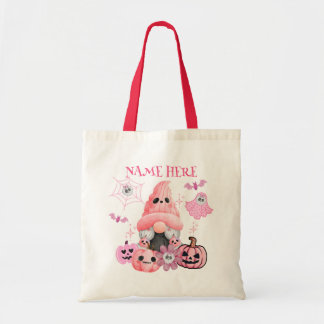 Sac fourre-tout-bonbon rose Gnome Ghost Halloween