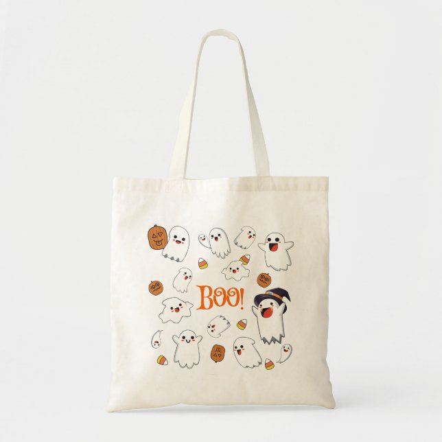 Sac fourre-tout Boo Cute Halloween Ghosts (Devant)