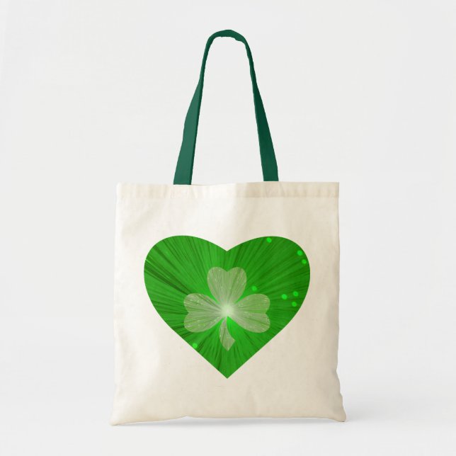 sac fourre-tout budgétaire Coeur shamrock (Devant)