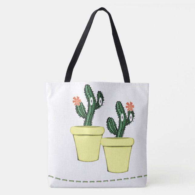 Sac fourre-tout Cactus Pots Jaunes Floral (Devant)