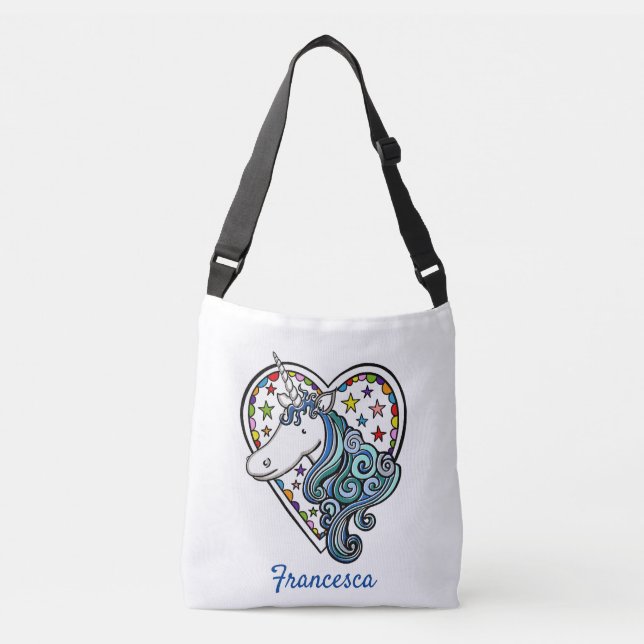 Sac fourre-tout cardiaque Unicorne personnalisée (Devant)