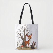 Sac fourre-tout cerf et hérisson fantaisistes 