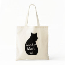 Sac fourre-tout chanceux à chat noir
