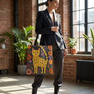 Sac fourre-tout chat coloré avec motif floral et f
