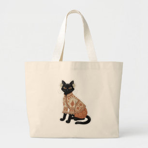 Sac fourre-tout chat floral terracotta