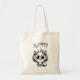 Sac fourre-tout chat mignon Be Happy