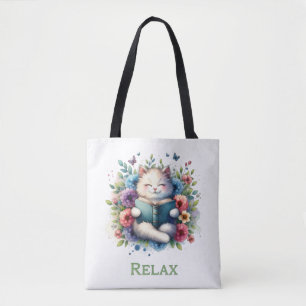 Sac fourre-tout chat “Relax” en train de lire