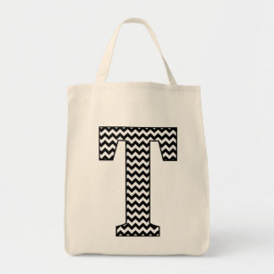 Sac fourre-tout Chevron "T" noir et blanc