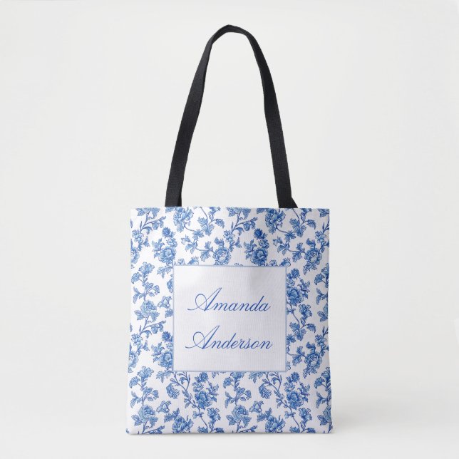 Sac fourre-tout chinois bleu et blanc (Devant)