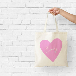 Sac fourre-tout Cœur Rose Féminin avec nom