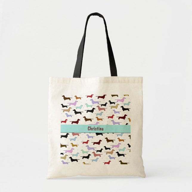 Sac fourre-tout coloré à teckel (Devant)