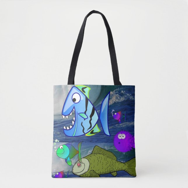sac fourre-tout coquillages poissons de mer (Devant)