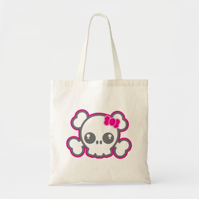 Sac fourre-tout crâne rose Kawaii (Devant)