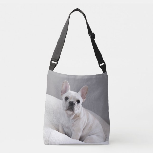 Sac fourre-tout crème à Frenchie (Devant)