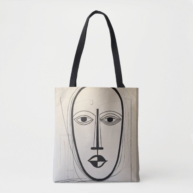 Sac fourre-tout Cubist Face Art - Design abstrait  (Devant)