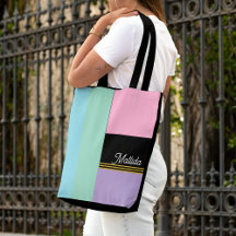 Sac fourre-tout customisé Pastel à rayures multico