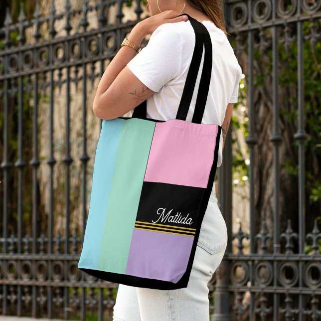 Sac fourre-tout customisé Pastel à rayures multico (Créateur téléchargé)