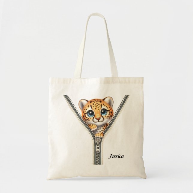 Sac fourre-tout Cute Cheetah Zipper (Devant)