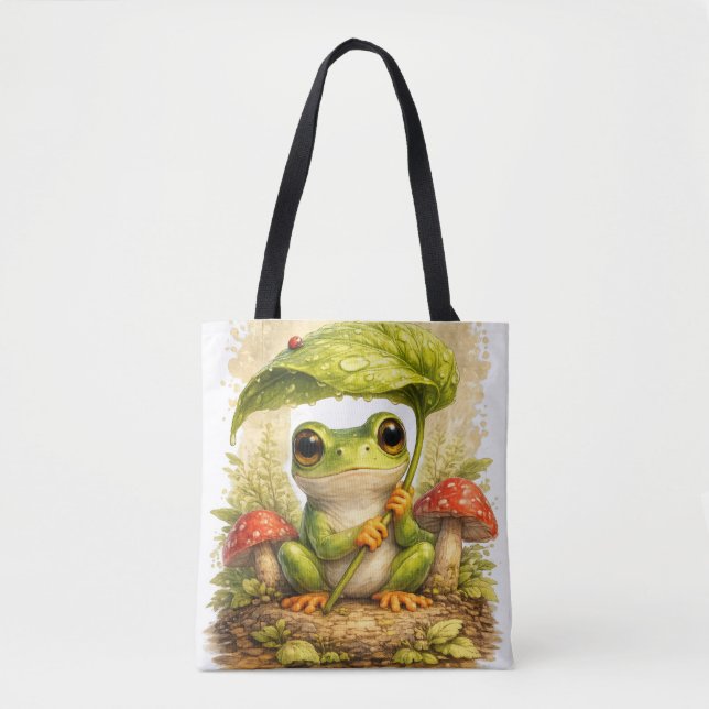 Sac fourre-tout Cute Frog Feuille Parapluie Kawaii (Devant)