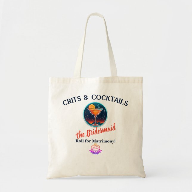 Sac fourre-tout D&D Bachelorette : Crits & Cocktai (Devant)