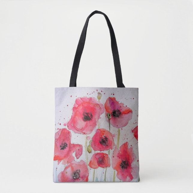 Sac fourre-tout d'alimentation en aquarelle Red Po (Devant)